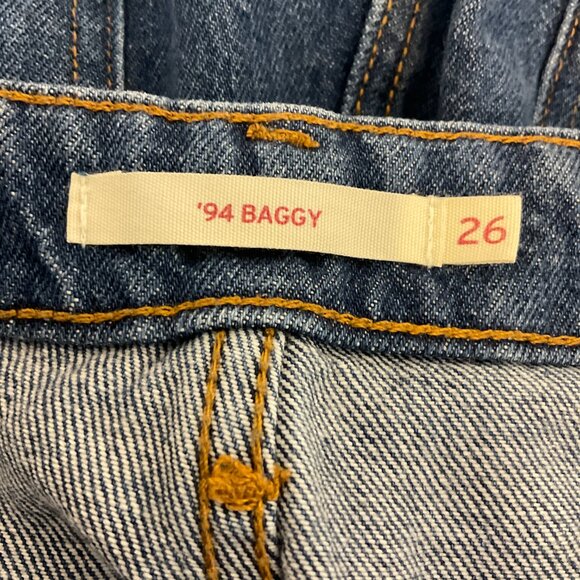 Levi's '94 Baggy Jeans 26 Blue Cargo Pockets Cinched Ankles - Picture 14 of 14
